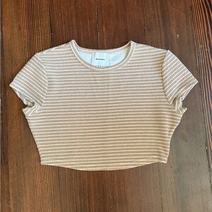 Reformation Beige Striped Crop Top